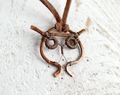Owl necklace - Patinated copper, oxidized, woodland, rustic, wirewrapped necklace christmasinjuly CIJ - skrynka