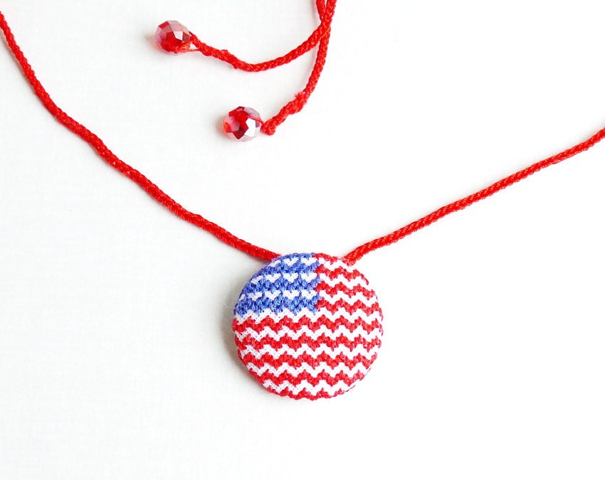 Cross stitch necklace American flag