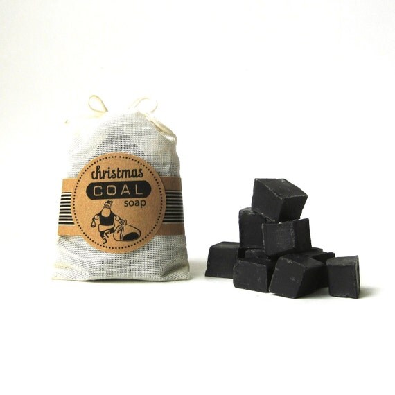 SALE - 50% off - Christmas Coal Soap -  Black Unscented Vegan Soap - Lump of Coal Soap