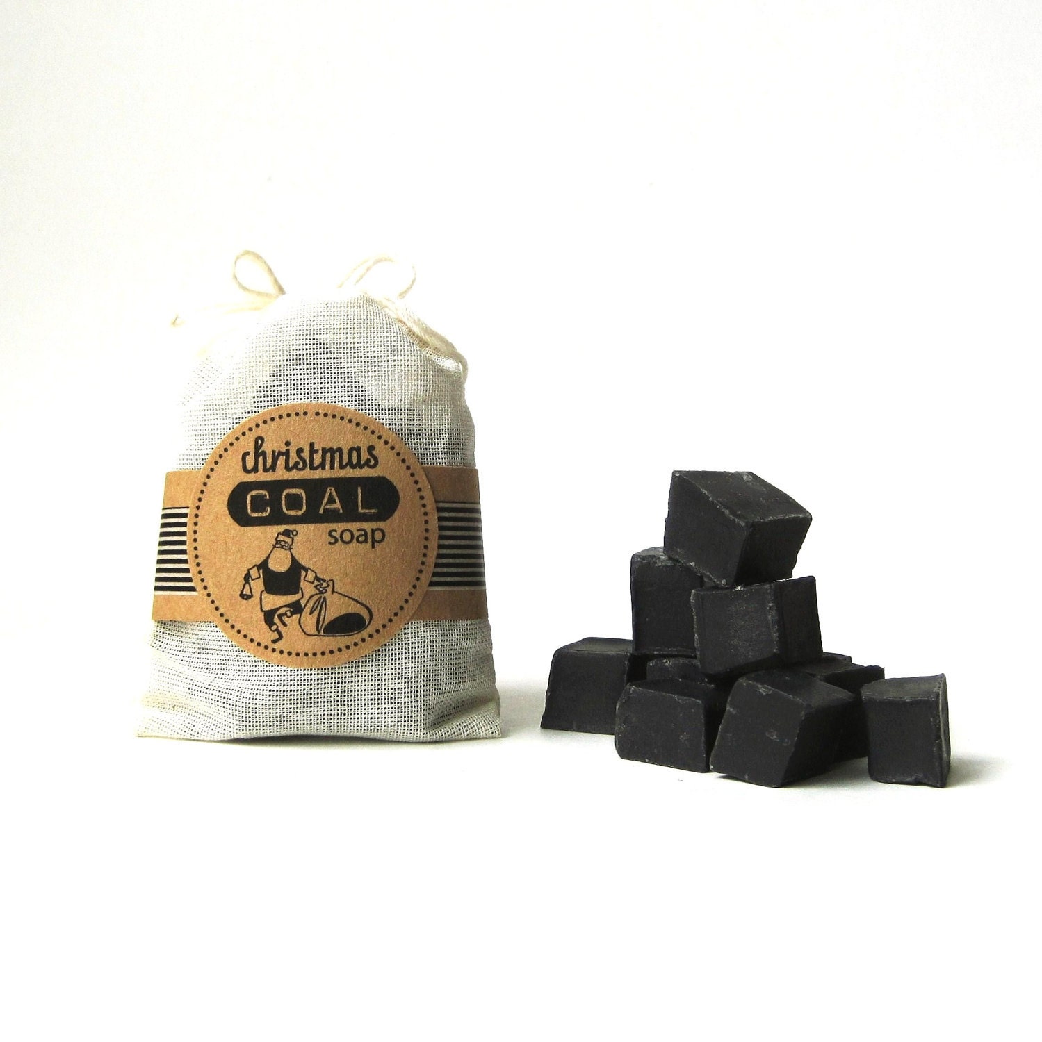 SALE - 50% off - Christmas Coal Soap -  Black Unscented Vegan Soap - Lump of Coal Soap