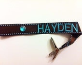 Monogrammed Pacifier Clip - Brown and Blue