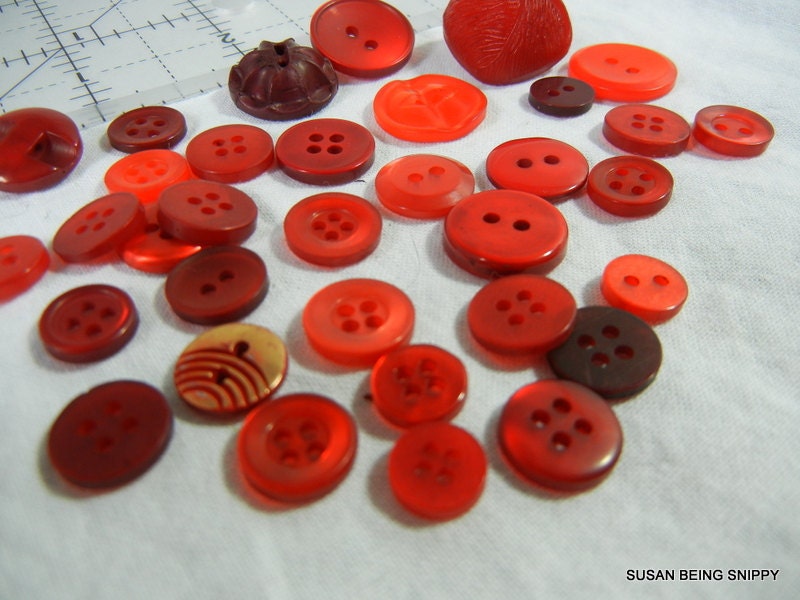 Buttons 50 Red Variety Decorative Buttons