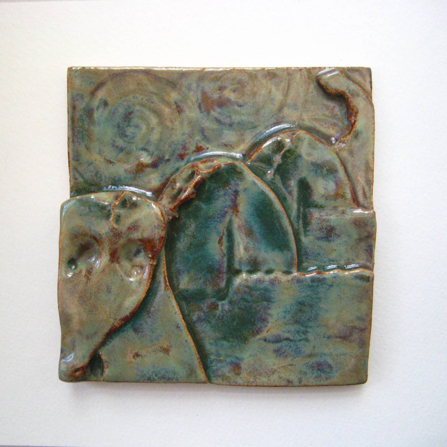 Water Dragon Handmade Ceramic Art Tile