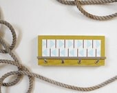 Key Holder HARBOR: nautical flags  key hooks beach cottage decor green blue chartreuse gray
