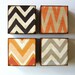 Art Block 5x5 Nine 9 Set Chevrons Triangles Zig Zags black orange blue green yellow 5x5 Geometric redtilestudio wood
