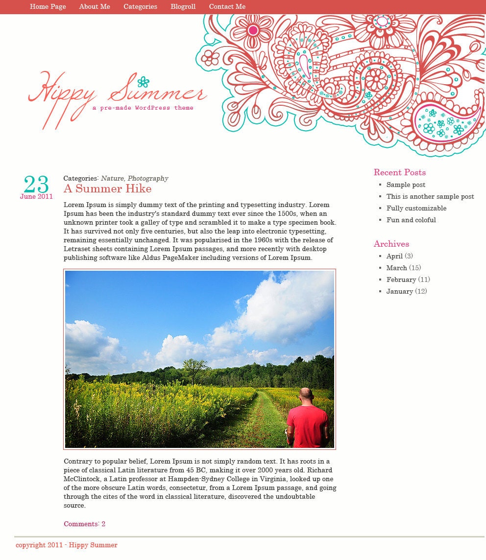 Hippy Summer Pre-made WordPress Theme