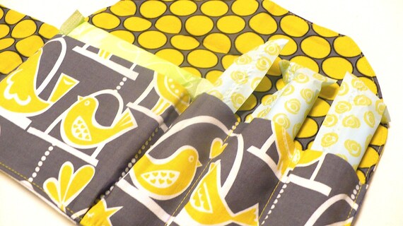 Privacy Pouch - Michael Miller Grey Citron and Black - Ready to Ship