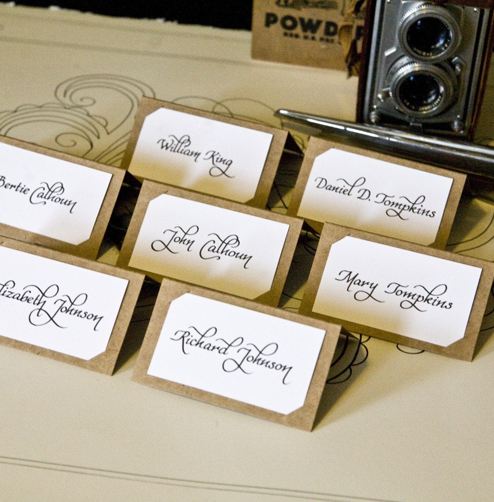 Beautiful Rustic Elegance Place Cards - Hand Calligraphy