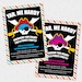Pirate Invitation, Birthday Party Invite, Skull, Yar, Arrrr, Sword, Eye Patch, Modern, Printable, Boy or Girl Pink, DIY Digital File