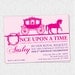 Princess Birthday Party Invitation, Printable, Girl, Horse Drawn Carriage, Cinderella Inspired, Story Book, Pink  Purple, DIY digital file