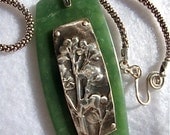 Crepe Myrtle Blossom Pendant-Silver and Polymer-Green-Nature Design