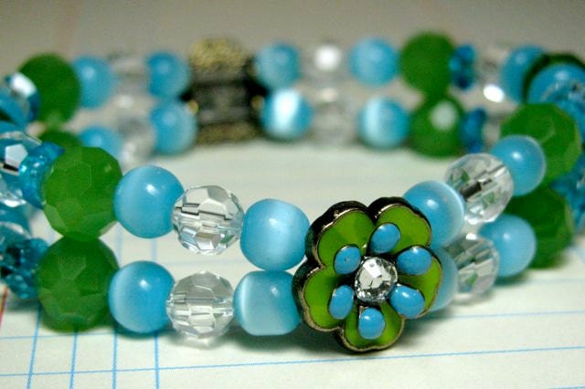 Blue and Green Flower Power Bracelet