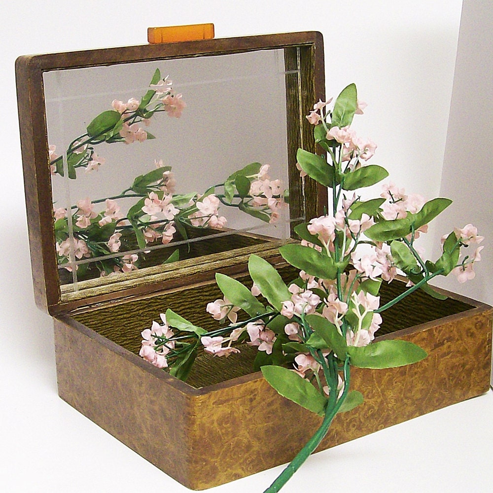 Vintage Wooden Box with Bakelite Handle