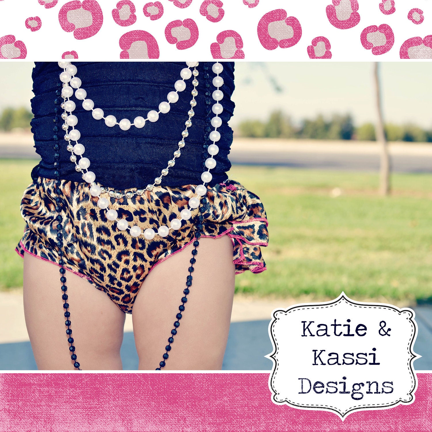 Leopard Ruffle Bloomers with Hot Pink Bow Only 6 available Ready to Ship
