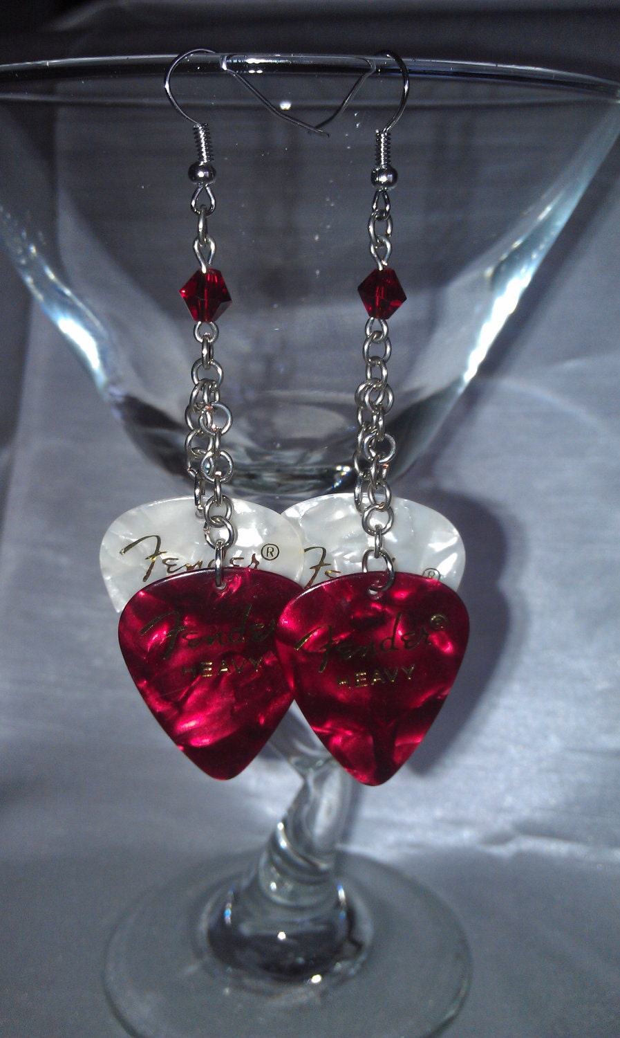 Red Fender Guitar Pick Earring