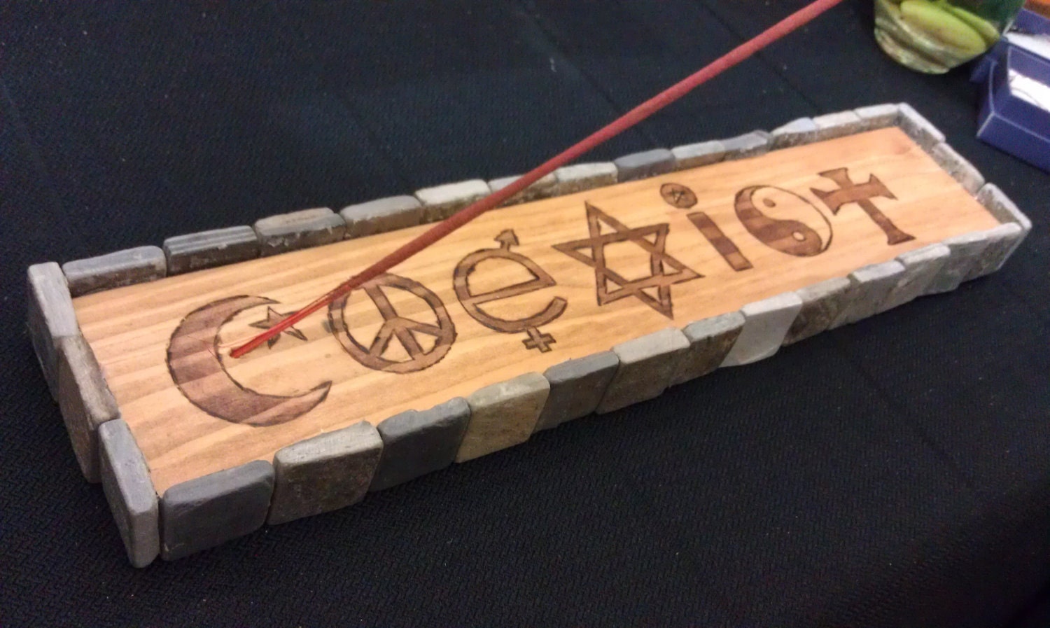 Handmade Coexist Incense Holder - Slate