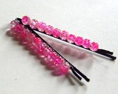 Two-toned sparkling pink beaded bobby pins hairpins