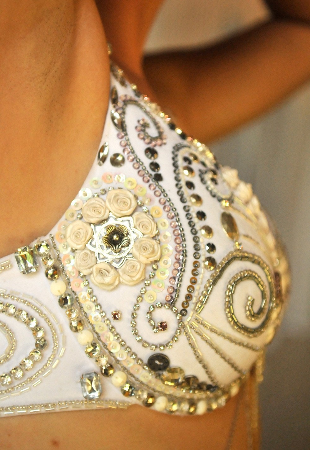 Perfectly Beautiful Belly Dance Bra beaded sequined customised just for You
