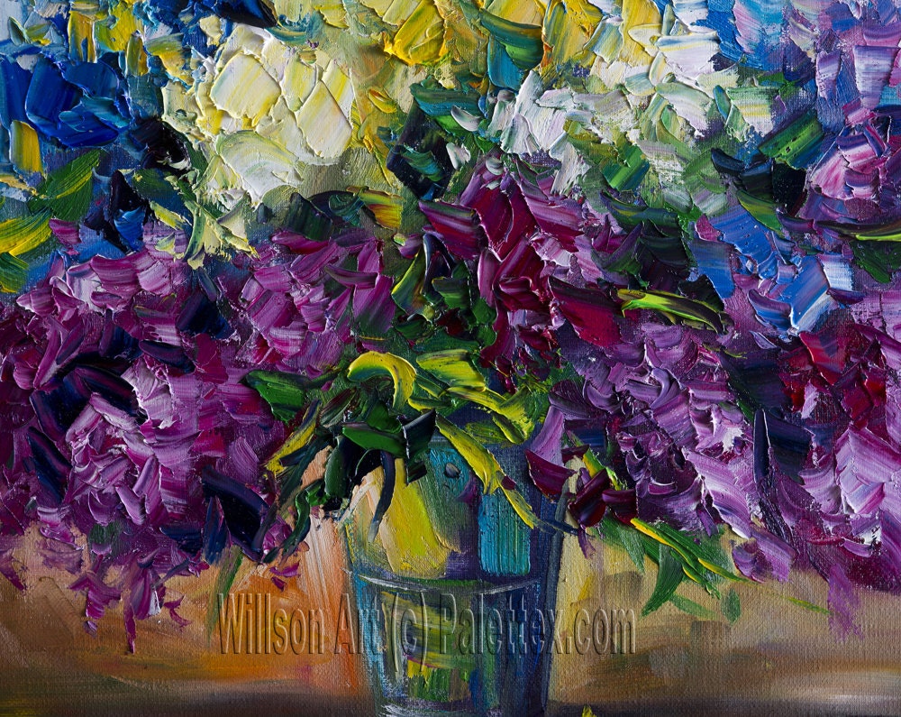 Original Floral Textured Palette Knife Oil Painting Contemporary Modern Art 20X20 by Willson Lau