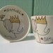 Personalized Baby Gift - Cat and Scarf - Small Bowl and Juice Cup- Handmade Baby Gift Set
