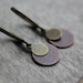 Small Circle Earrings Tags Antique Copper Brass Lever Backs Layered Discs Rounds Circles Tiny Delicate Dainty