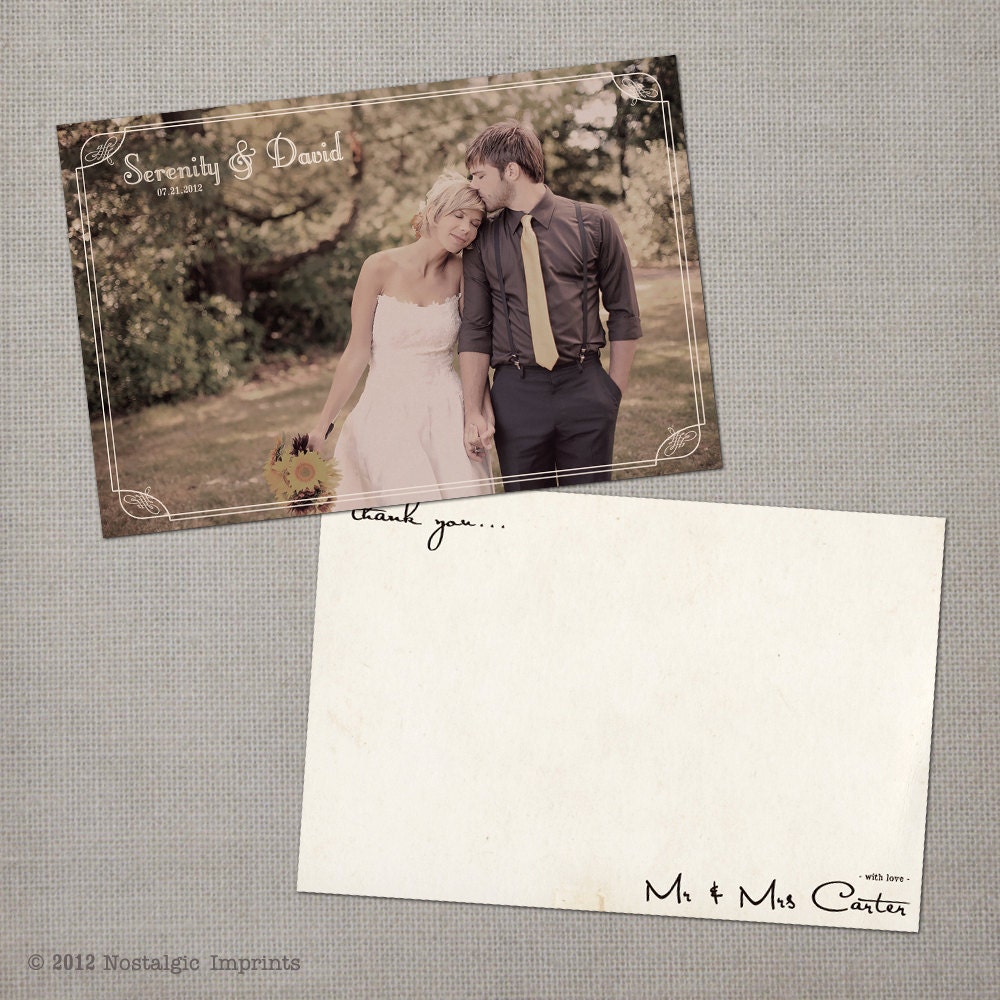 Vintage Wedding Thank You Cards - the "Serenity"