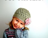 Crochet pattern pdf Girl Beanie Hat with Flower. Puffer Hat. Christmas Birthday gift 7 sizes (017)