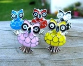 Multicolored Pretty Owls- Adjustable Rings - You Pick Color