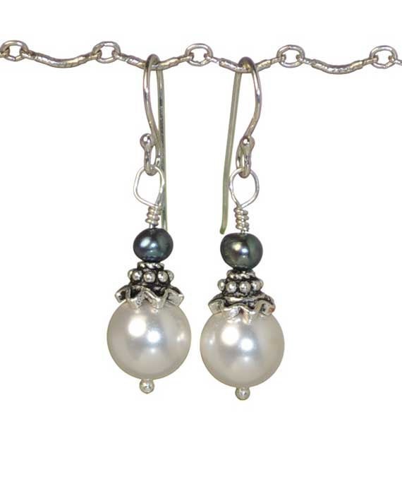 Elegant and Classy, White Pearl Sterling Earrings by Cool Jewel Designs 2