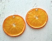 Real Orange Slice  Earrings - Fruit Jewelry - Real Fruit - Vegan Jewelry