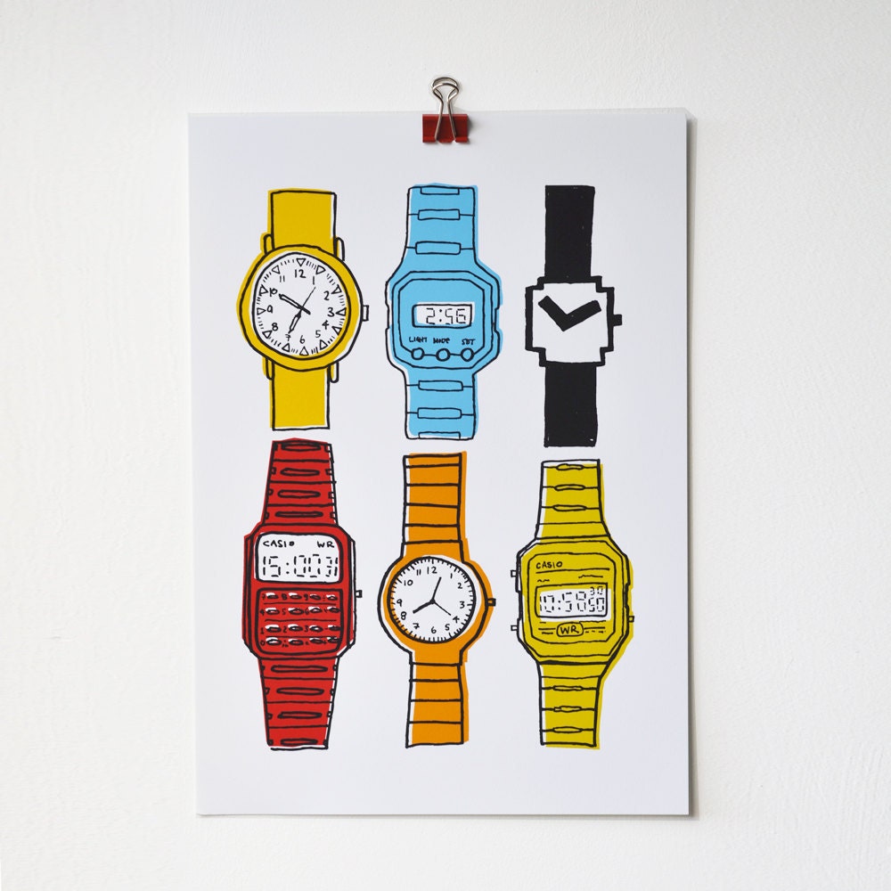 A4 Colourful Watches Print