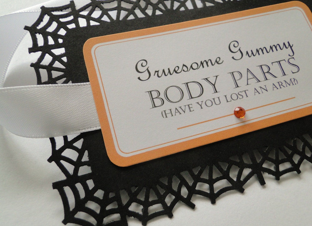 Candy Buffet Labels for Halloween in Spiderweb Design - Set of 10 Il_570xn