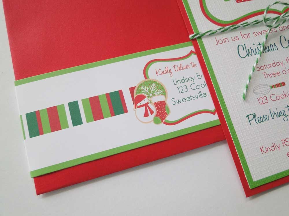 Christmas Cookie Exchange or Swap Printed Party Package - Invitations, Labels, Tags and Address Wrappers - Set of 20
