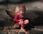 Boy Fairy Photograph, Wood Grain Fine Art Photography Photo Print, Woodland Baby Nursery Bedroom Wall Waldorf Children Child Green red