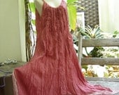 L-XL Double Layers Maxi Cotton Dress - Blush Pink