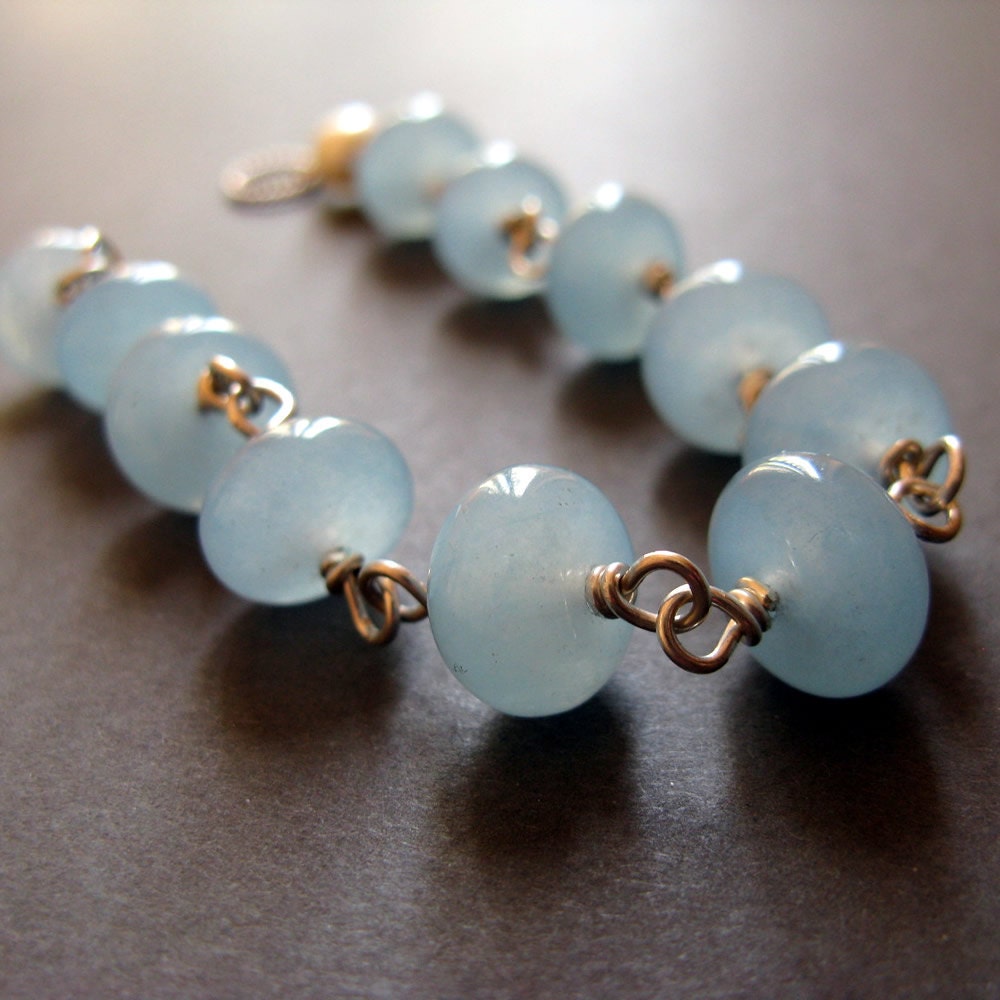 Blue amazonite sterling silver summer bracelet by misluo