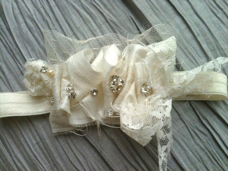 Ivory Silk Blessing Christening Headband