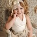 Ivory Lace Birthday Crown Bonnet with pearls flowers and pearls