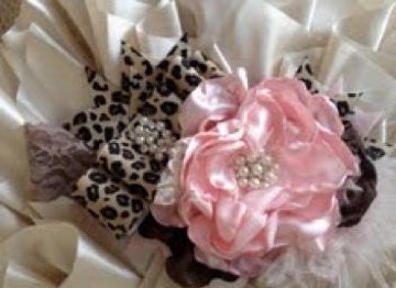 Wild about you pink and cheetah print flower headband