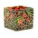 Hand Painted Glass Candle Holder Home decor nature botanical design sorb red green  Decorative Glass Art