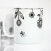 Hand Painted Ceramic Mugs White Porcelain Coffee Mugs Tea Mugs Black Minimalist Abstract Modern Flower Kitchen Decor - Set of 2 Ceramic Mugs