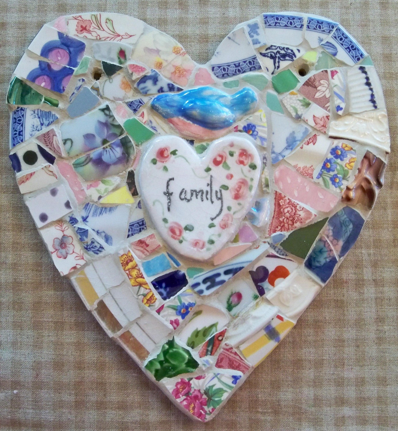 HEART Mosaic   FAMILY  wall hanging