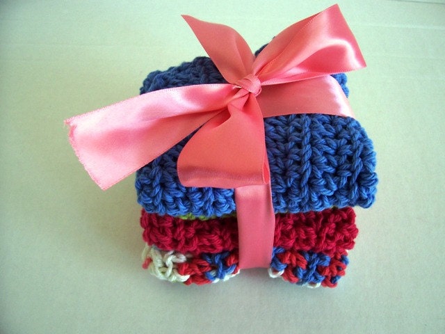 Pretty Hand Crochet 100% Cotton Yarn  Dish Cloths