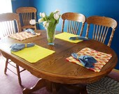 Place-mats Hand Crochet 100 Percent Cotton Yarn 4 Free Linen Napkins and Napkin rings included