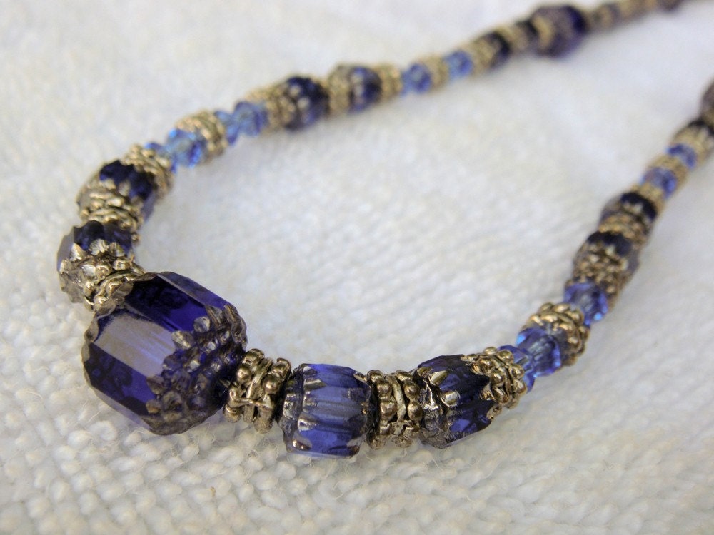Cobalt Blue Cathedral Bead Necklace