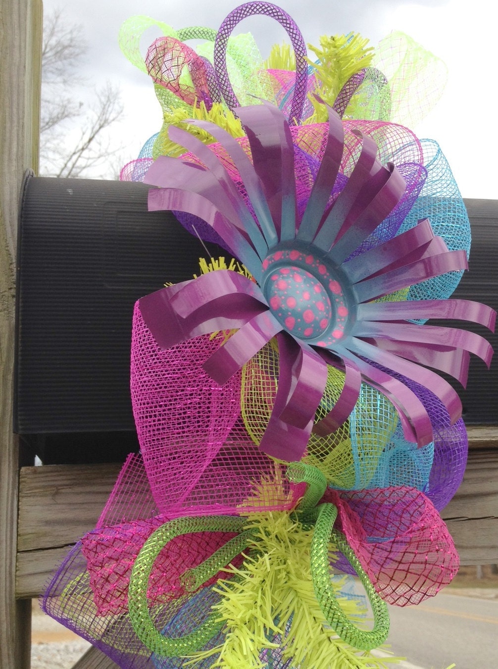 Mailbox Topper Swag Garland Decoration for Spring or Summer - bright colors
