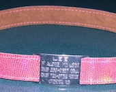Leather Custom Tag Collar for Greyhounds - Pink Lizard