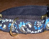 Martingale Collar 1.5 Inch Wide for Greyhounds/Sighthounds - Blue & Gold Swirls