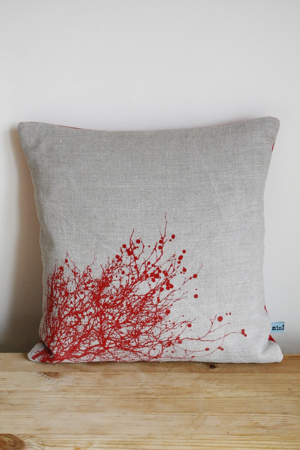 Red Trees Linen screen printed pillow