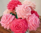 Mixed Pink Handmade Paper Flowers Bouquet (9 Short-stem)